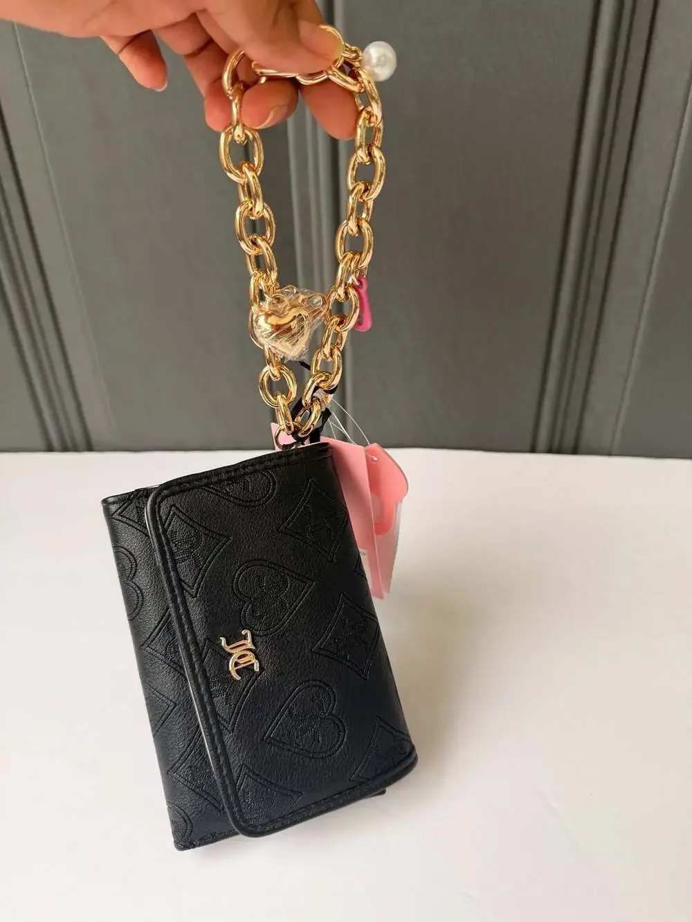 Juicy Couture Top Notch Double Sided Trifold Wallet in Liquorice